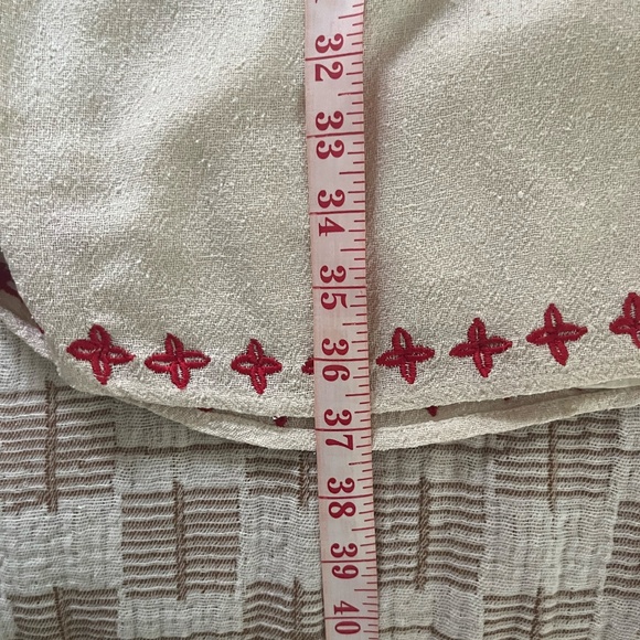 Ulla Johnson Raw Silk Shift Dress - embroidered creme boho v-neck Sz M Handmade - Picture 8 of 11